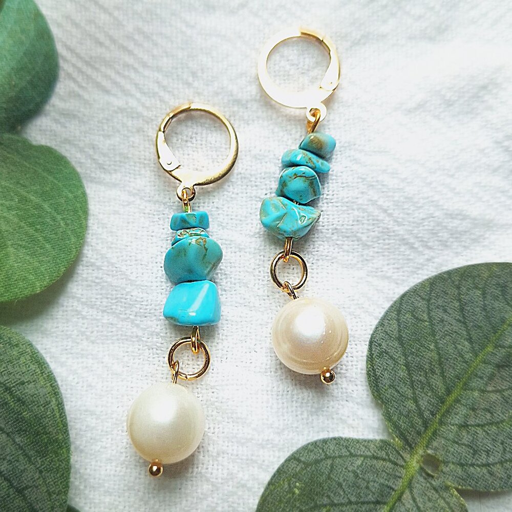 Pearl Boho Earrings, 24k Gold Coastal Chic Earrings, Beachy Wedding Jewelry